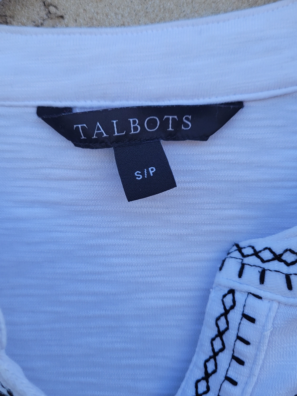 Talbots Embroidered Floral Top Small White Cottagecore Boho Stretch Shirt Tee - Picture 3 of 7